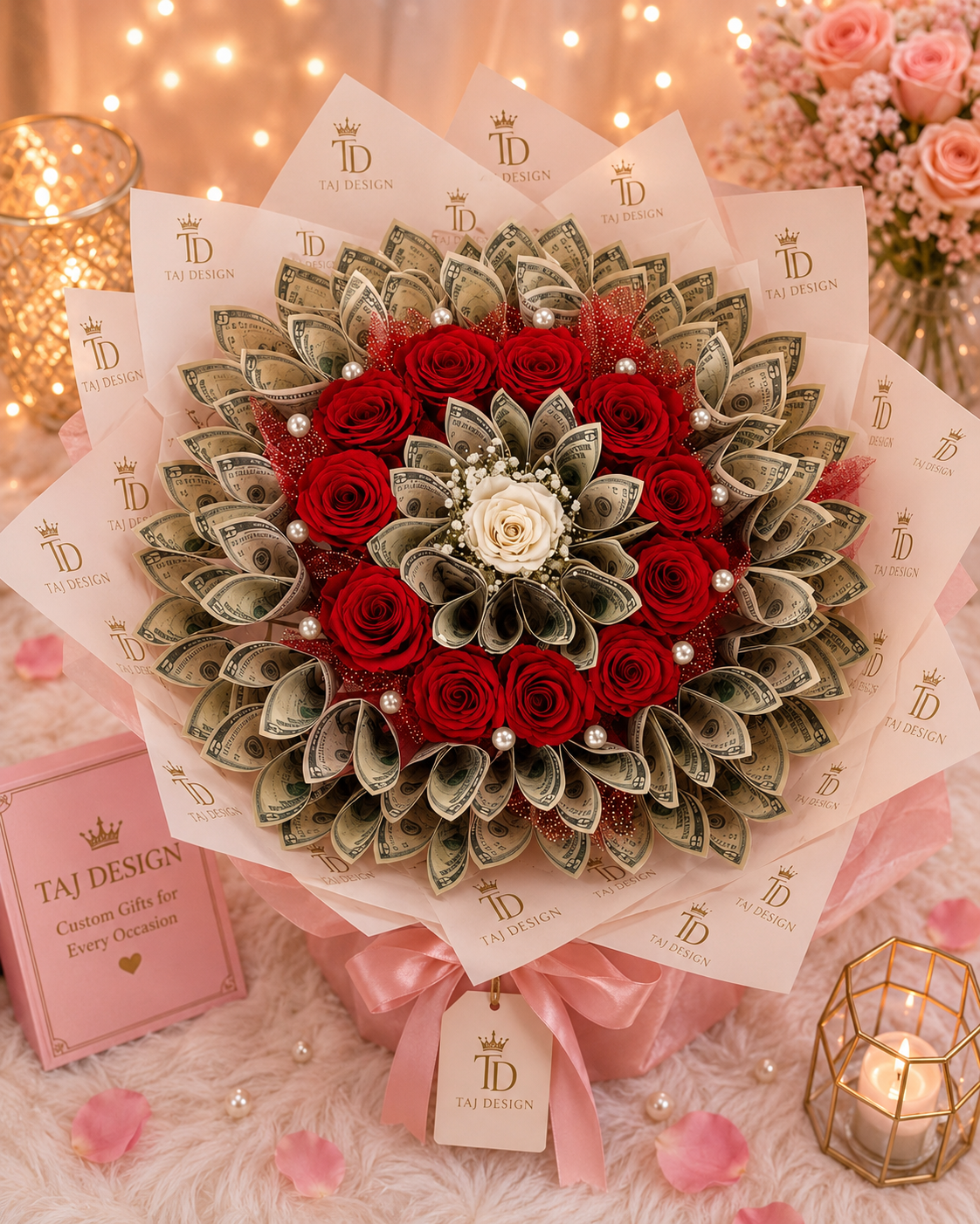 Luxury Money Rose Bouquet - Taj Design Special